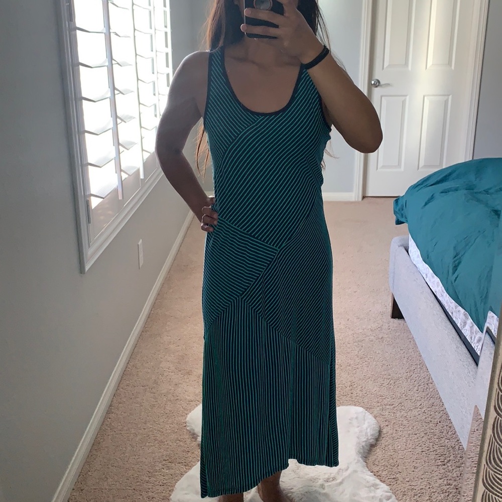 blue/green striped dress